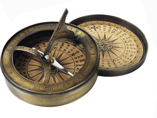 Antiker Kompass und Sonnenuhr 18. Jh. von AM.
