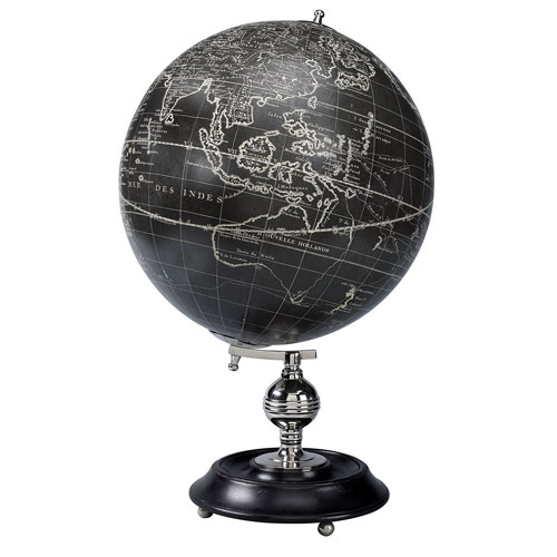 Globe Terrestre Antique Vaugondy noir (reproduction) de AM.
