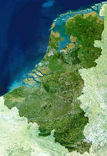 Carte du Benelux de Planet Observer.