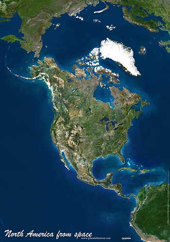 North America Map from Planet Observer.