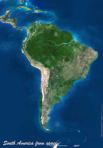 Sud Amerika Karte von Planet Observer.