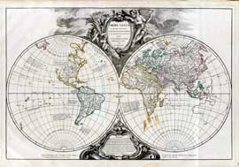 Vaugondy globe published in 1752.