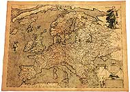 Historische Europakarte: Europa in 1602 (Reproduktion). Bitte Bild klicken um die Artikelseite zu sehen.