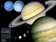 Poster Astronomie: das Sonnensystem von National Geographic.
