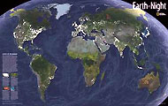 Weltkarte (Welt bei Nacht). Bitte Bild klicken um die Artikelseite zu sehen.