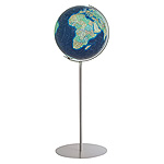 Variant of the Duo Azzurro World Globe with a base in steel