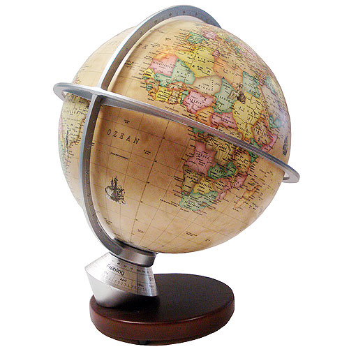 Planet Erde Globus Renaissance Silber von Columbus.