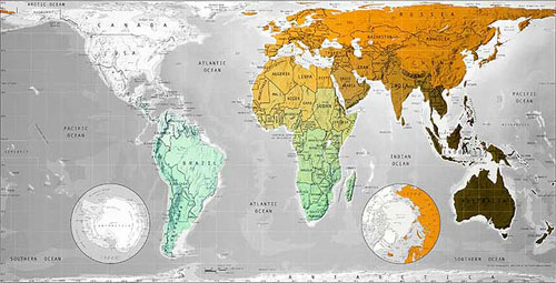 Carte du monde dans les teintes M dans les teintesthe Orange Kaki de Future Mapping Co..