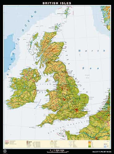 England und Irland Karte von Klett-Perthes.