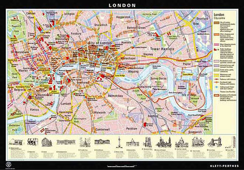 London Stadtplan oder Stadtkarte von Klett-Perthes.