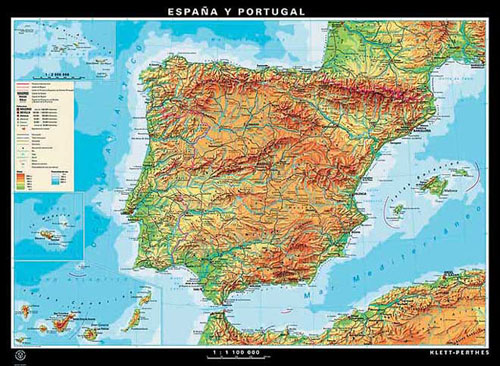 Spanien Und Portugal Karte Oder Landkarte Spanien