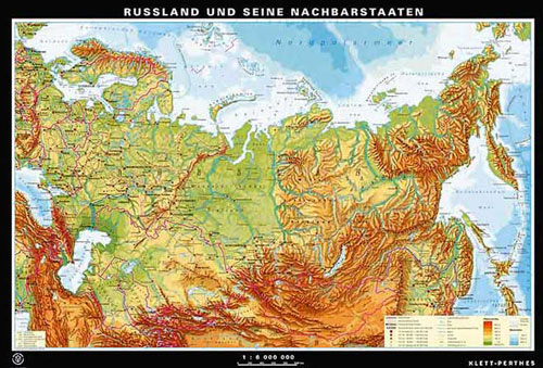 Carte de Russie et des pays limitrophes de Klett-Perthes.