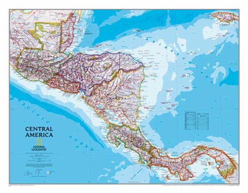 Carte d′Amrique Centrale de National Geographic.