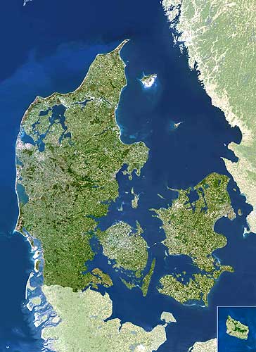 Carte du Danemark de Planet Observer.