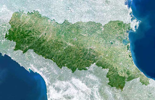 Carte d′Emilia Romagna de Planet Observer.