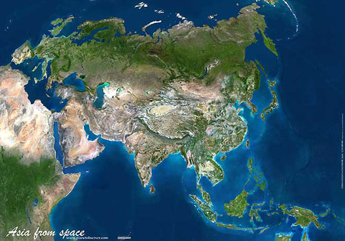 Carte d′Asie de Planet Observer.