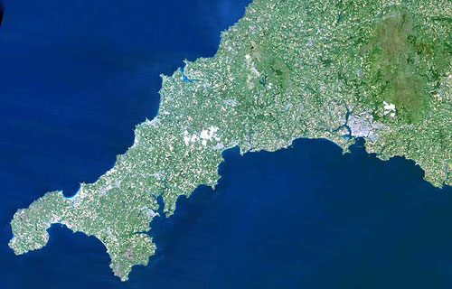 Carte de Cornwall de Planet Observer.