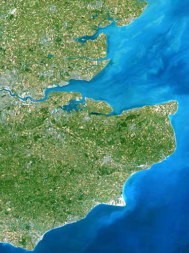 Kent & Thames Estuary Map from Planet Observer.