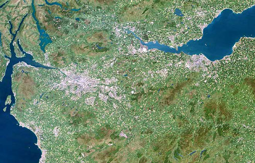 Glasgow - Edinburgh Karte von Planet Observer.