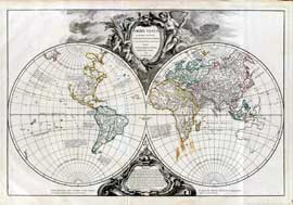 Mappemonde de Vaugondy publie en 1752.