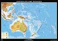 Laminierte Variante mit Holzstben des Artikels: Australien und Ozeanien Karte (ref. 5X4022)