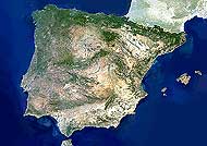 Carte d'Espagne et du Portugal ou pninsule ibrique de Planet Observer.
