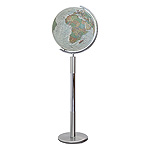 Variant of the Duo Azzurro World Globe with a base in steel et a cartography Alba