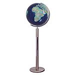 Variant of the Duo Azzurro World Globe with a base in steel