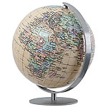 Variant of the Duorama Mini Globe with a base in metal and a cartography Royal