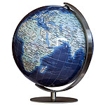 Variant of the Royal Mini Globe with a base in metal and a cartography Azzurro