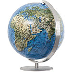 Variant of the Ting Azzurro Mini Globe with a base in metal and a cartography Duorama