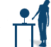 Relative dimensions of the object compared to a person of 1,70m (67"). Small objects are on a table.