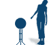 Relative dimensions of the object compared to a person of 1,70m (67"). Small objects are on a table.